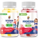 D3- vitamin K2 Gummies 5000 IE - immun- og bensuppor & magnesiumgummies til børn og voksne - 500 mg
