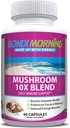 Mushroom Complex immunsupport supplement - 10X Blend med Cordyceps, Reishi, Lion 's Mane, og Chaga Mushrooms for Brain Health, Natural Energy Boost, og immunforsvar, 60- Greve