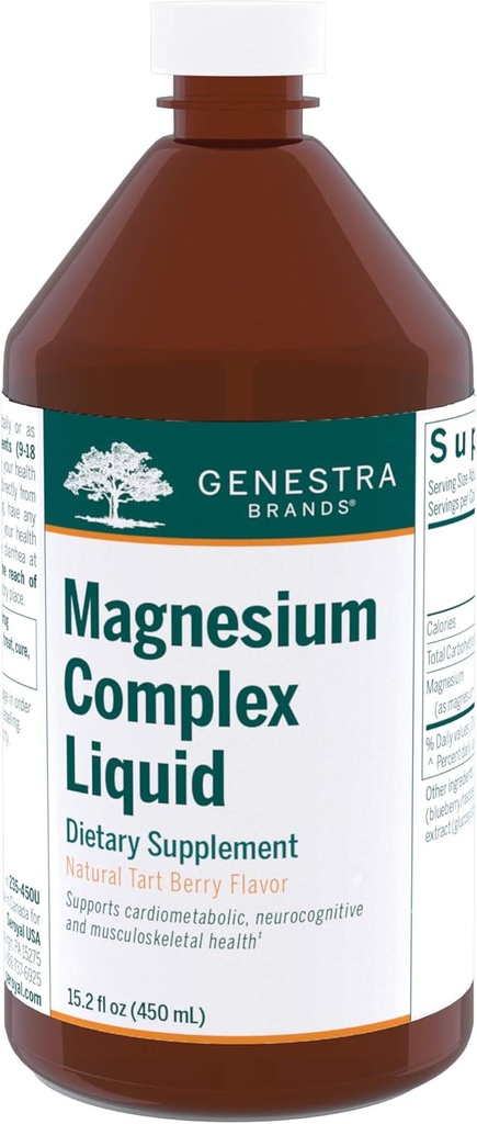 Genestra Brands Magnesium Complex Liquid Note 124; Kombination af Tre Organiske Magnesiumkilder