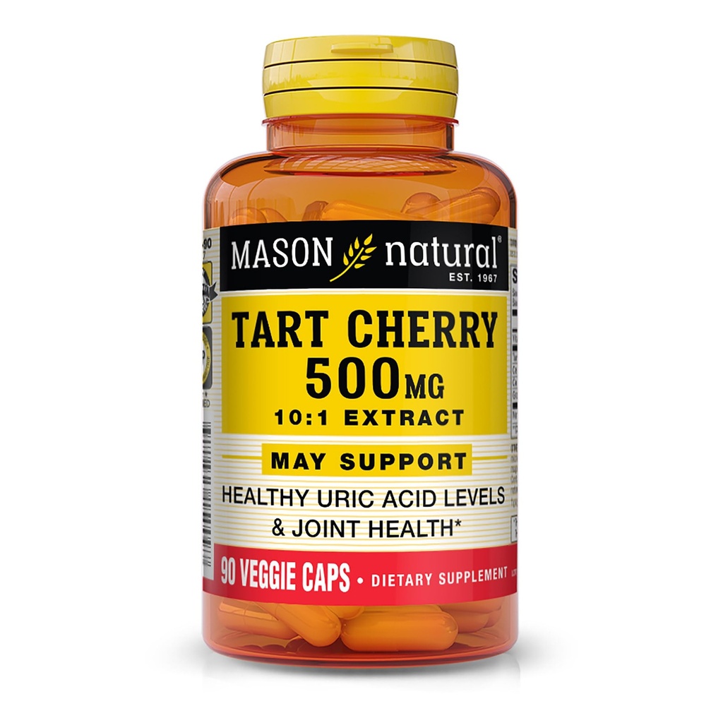 MASON NATURAL Tart Cherry 500 mg 10: 1 Extract Veggie Caps - Understøtter sunde Urinsyreniveauer og fælles sundhed *, 90 kapsler