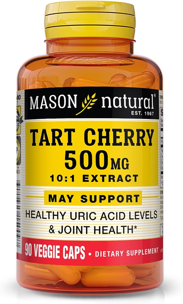 MASON NATURAL Tart Cherry 500 mg 10:1 Extract Veggie Caps - Supports Healthy Uric Acid Levels & Joint Health*, 90 Capsules