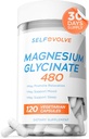 Magnesium Glycinat 480mg - Høj Absorption Magnesiumtilskud Support Stress Relief, Sleep, Heart Health, Nerves, Muscles, og Metabolisme, 120 Veggie Kapsler, 1 Måned Supply