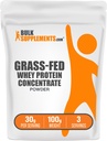 BulkSupplements.com Grass Fed Whey Protein Powder - Whey Protein Concentrate Powder - Unflavored & Gluten Free, 30g per Serving, 100g (3,5 oz) (Pack of 1)