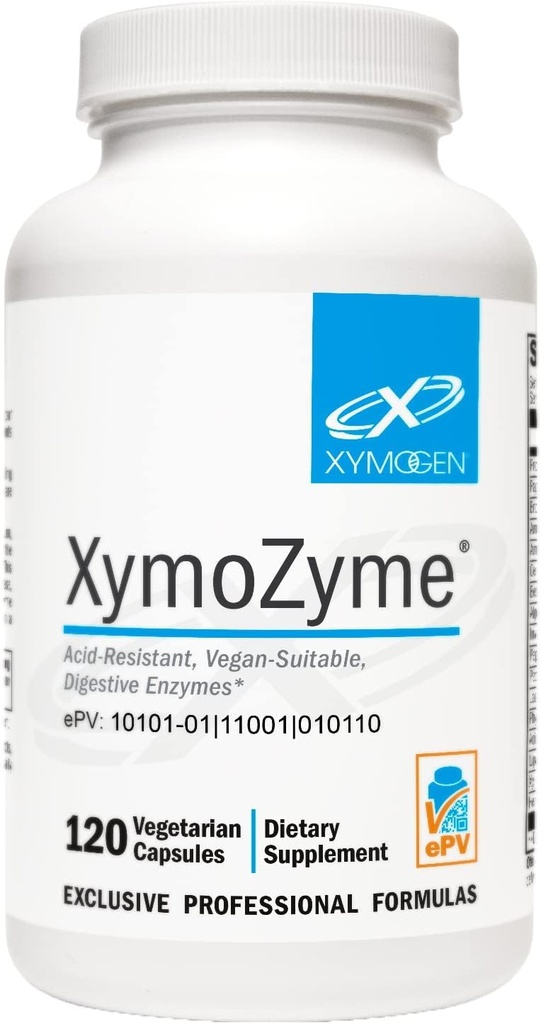 XYMOGEN XymoZyme - fordøjelsesenzymer til kvinder og mænd med protease & bromelain - syre resistent, Vegan fordøjelsesenzymer til Gut Health & Bloating Relief (120 kapsler)
