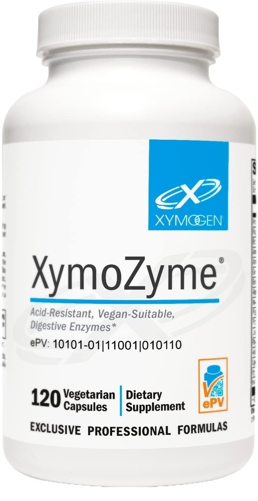 XYMOGEN XymoZyme - fordøjelsesenzymer til kvinder og mænd med protease & bromelain - syre resistent, Vegan fordøjelsesenzymer til Gut Health & Bloating Relief (120 kapsler)