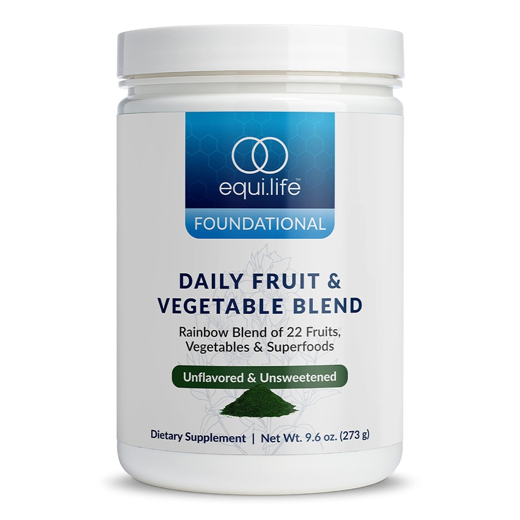 Equilife Daglig Frugt & Grøntsager Blend, Superfood Antioxidant Supplement med 22 Økologiske Frugter & Grøntsager, Unflavored, C-vitamin, Fiber, 9 Essentielle Aminosyrer, Understøtter Energi, 30 Servering Tub