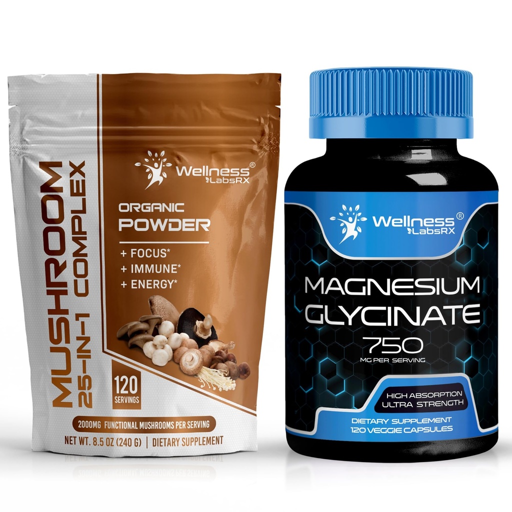 WELLENess LASSRX Mushroom Powder 2000mg - Magnesiumglycinat kapsler - 750mg