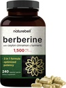 Berberine Supplement 1500mg med 1000mg Ceylon Cinnamon & 300mg Gurkemeje, 240 Veggie Kapsler 124; 97% Pure Berberine HCL