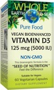 Naturlige faktorer hele Jorden & Hav Vitamin D3 125mcg (5.000 IE), Vegan Bioenhanced, 60 Vegetariske kapsler