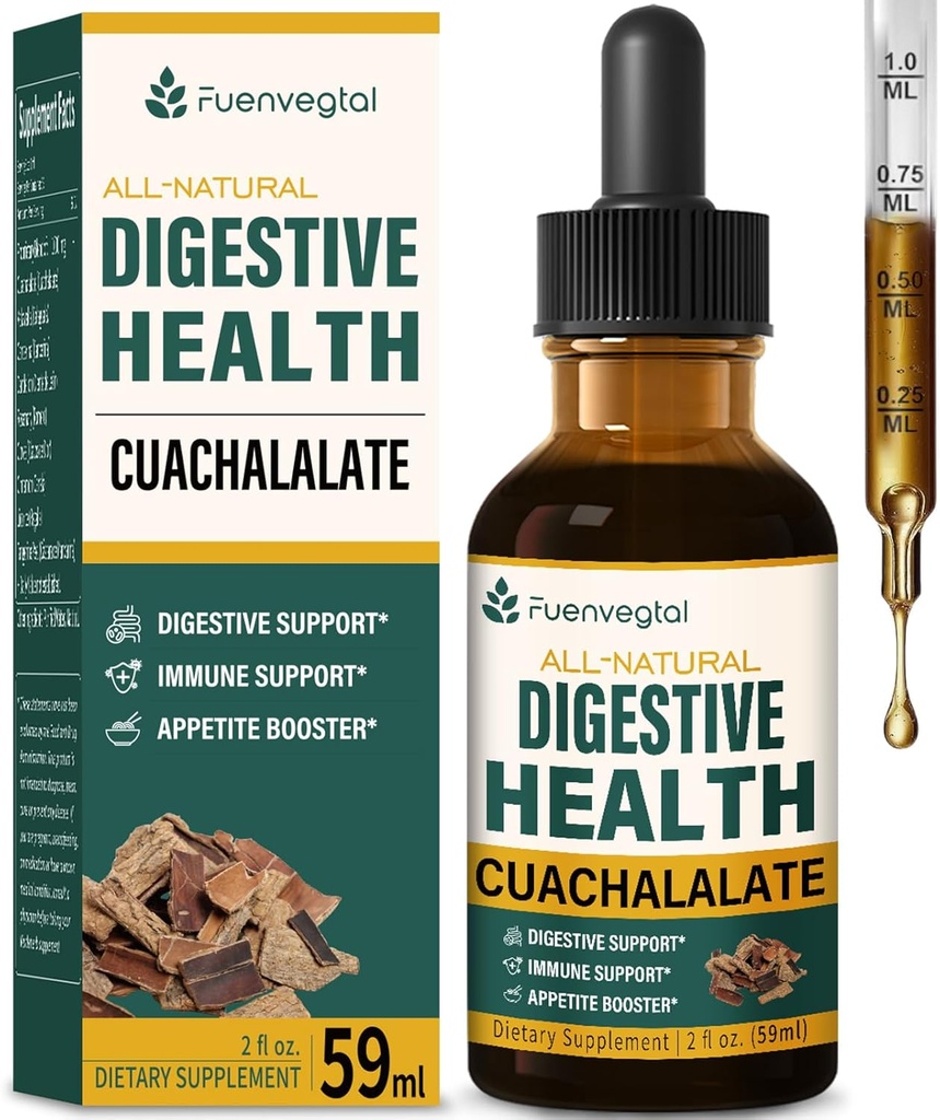 Cuachalalate fordøjelsesdråber: Herbal Supplement w / Licorice Root, Mælkebøtte, Clove, Cancerina, & Kalawalla Ekstrakter til Upset Mave Relief, Gastric Sundhed, & Immunsystemet Support. 2oz