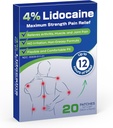 Uposiut 4% Lidocain Patches, 20 Greve Patches Maksimal Styrke Lidocain Patches (20 Patches), for Muskel Smerte Relief i Halsen, Skuldre, Tilbage, Knæler, og Anks, 12 timers Smerte Relief- 012345