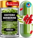 Dihydroberberine supplement - Dehydro berberine Organic - Super berberine tillæg med Ceylon kanel & R Alpha Lipoic Acid & Apigenin - Hydroberberine 120 caps (1 pakke)