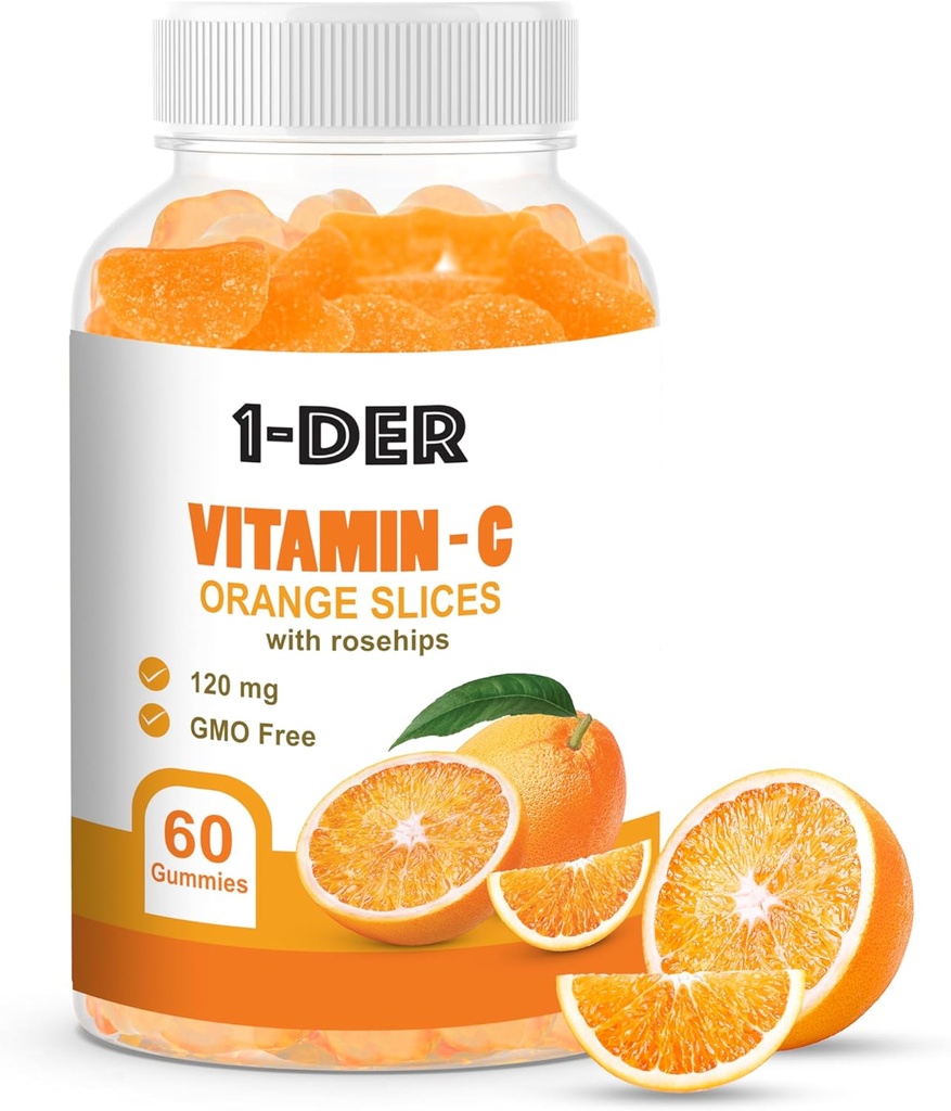 C-vitamin Gummies 120mg - immunsupporttillæg: 124; Orange Smaget Gummies: 124; Boost Energy and Well- Being: 124; Non-GMO, Gluten- Free Daily Health Supplements: 124; 60 Tæl