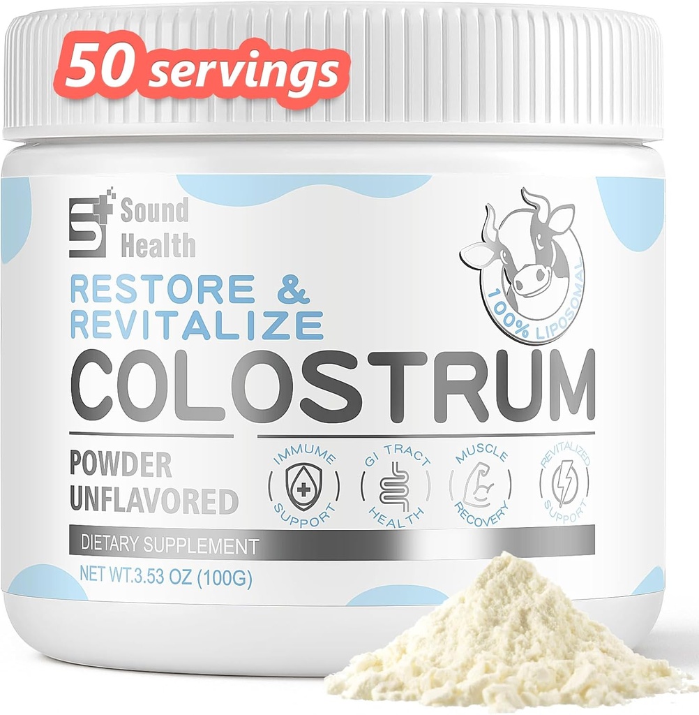 Colostrum supplement pulver til mennesker - Økologisk Bovin Colostrum supplement til Gut sundhed, hårvækst, skønhed, og immunforsvar - Unflavored (50 Servere)