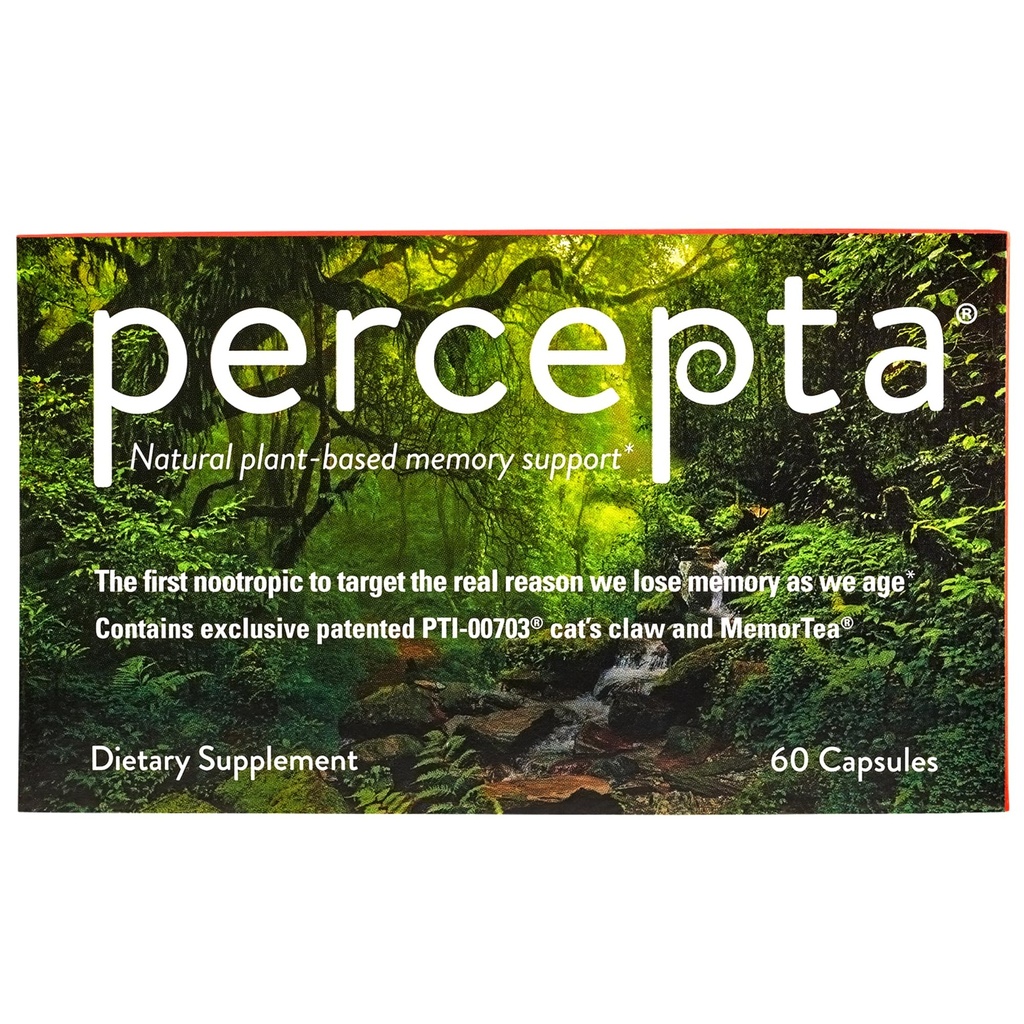 Percepta Plant- Based Memory Support - Natural Nootrop Brain Booster - Hukommelse, Fokus, Koncentration - 30 dages forsyning