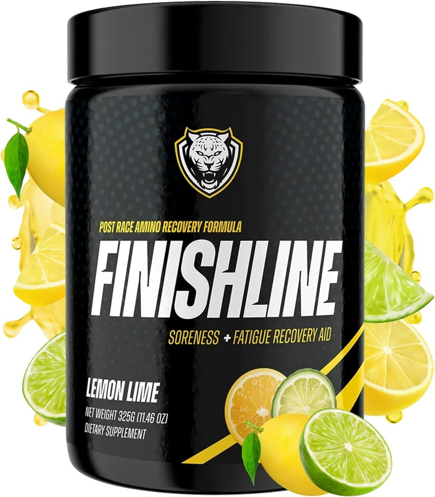 6AM Run Finishline - Amino Energy Powder - Post Run Recovery Drink - Branch Chain Aminosyrer Powder - Heal og Recovery Powder - Keto Post Workout Powder - Lemon Lime BCAA Powder - 50 Scoops