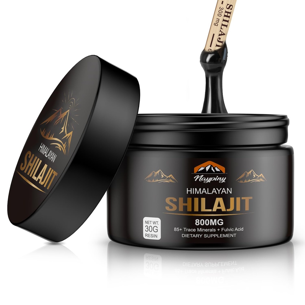 Shilajit Pure Himalayan Organic Resin - 800mg Gold Grade Shilajit Resin med Fulvic Acid & 85 + Trace Minerals Complex for Energy, Strength & Immunity, Shilajit for mænd og kvinder, 800mg