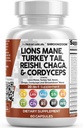 Clean Nutracatives Lions Mane 20in1 Mushroom Supplement med Tyrkiet Tail Reishi Cordyceps Chaga Maitake Meshima Poria Cocos Shiitake Oyster Porcini Enoki - 1 pakke