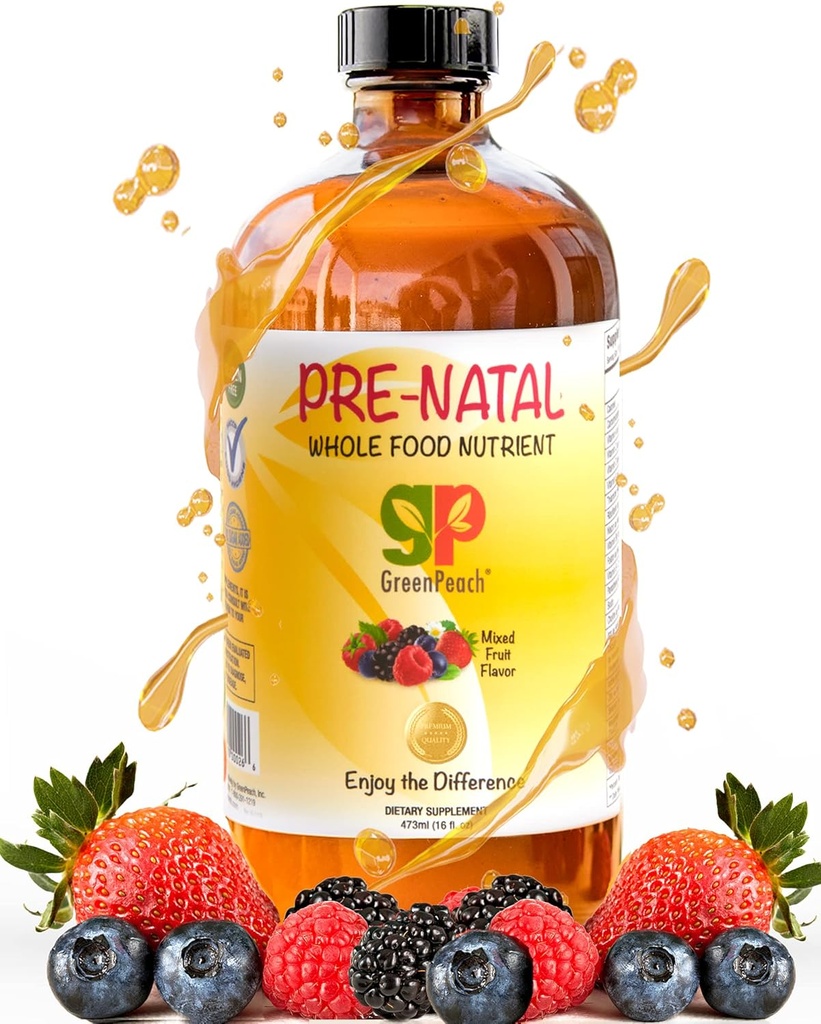 Økologisk væske Prenatale Vitaminer for kvinder - Prenatal Iron & Folate, Pre Natal Multivitamin for kvinder, Kvinder Prenatal Multivitamin, Vegan Prenatals Halal Kosher Friendly Prenatal Vitamin, 32 Servering