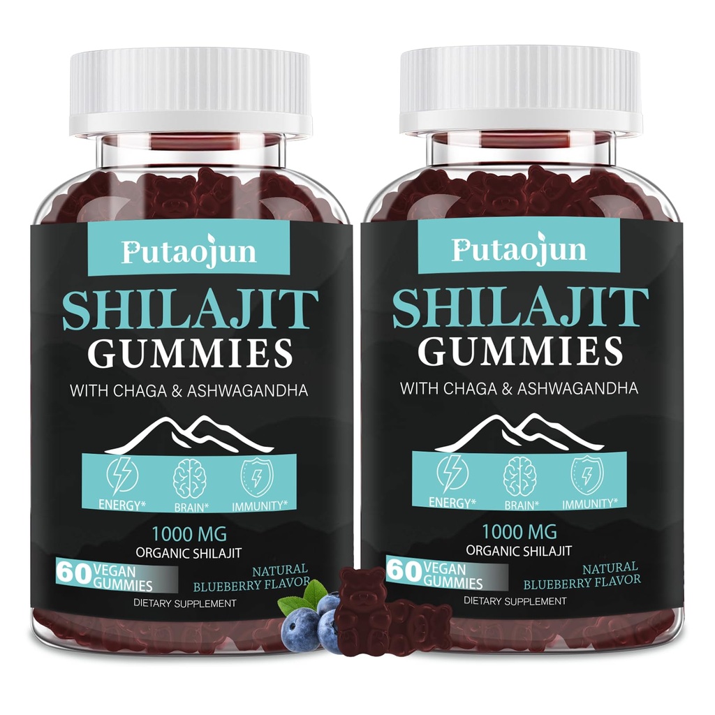 Shilajit Gummies for Mand & Kvinde. Himalaya Gold Shilajit Gummies. 3. part Tested.1000mg Pure Shilajit, 200mg Ashwagandha, 200mg Chaga, 100mg Ginseng, 100mg Saw Palmato, 60mg Black Seed Oil