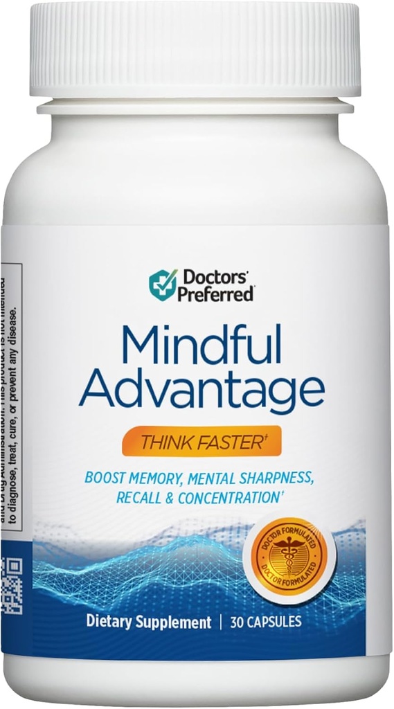 DOCTORS 'PREFERREED Mindful Advantage Brain Supplements for Memory and Focus - Boost Memory, Mental Sharpness, Recall & Concentration - 30 Greve
