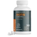 Bronson Biotin 5.000 MCG understøtter sundt hår, hud & negle & energiproduktion - høj potens skønhed støtte - non-GMO, 360 vegetariske tabletter