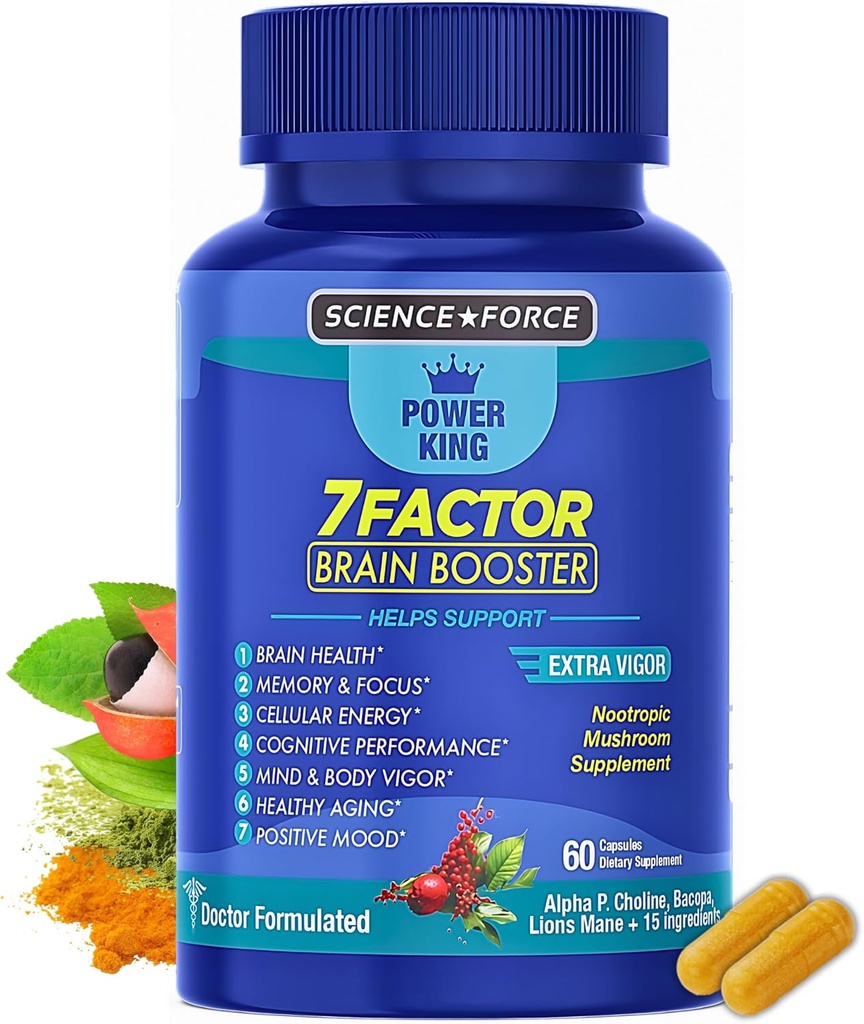 Brain Supplements for Memory & Focus - Nootropic Brain Health - Cognitive Performance, Clarity, Energy, Mental Vigor, Shilajit - Alpha Choline, Lion's Mane, Bacopa, 18 Premium Ingredients