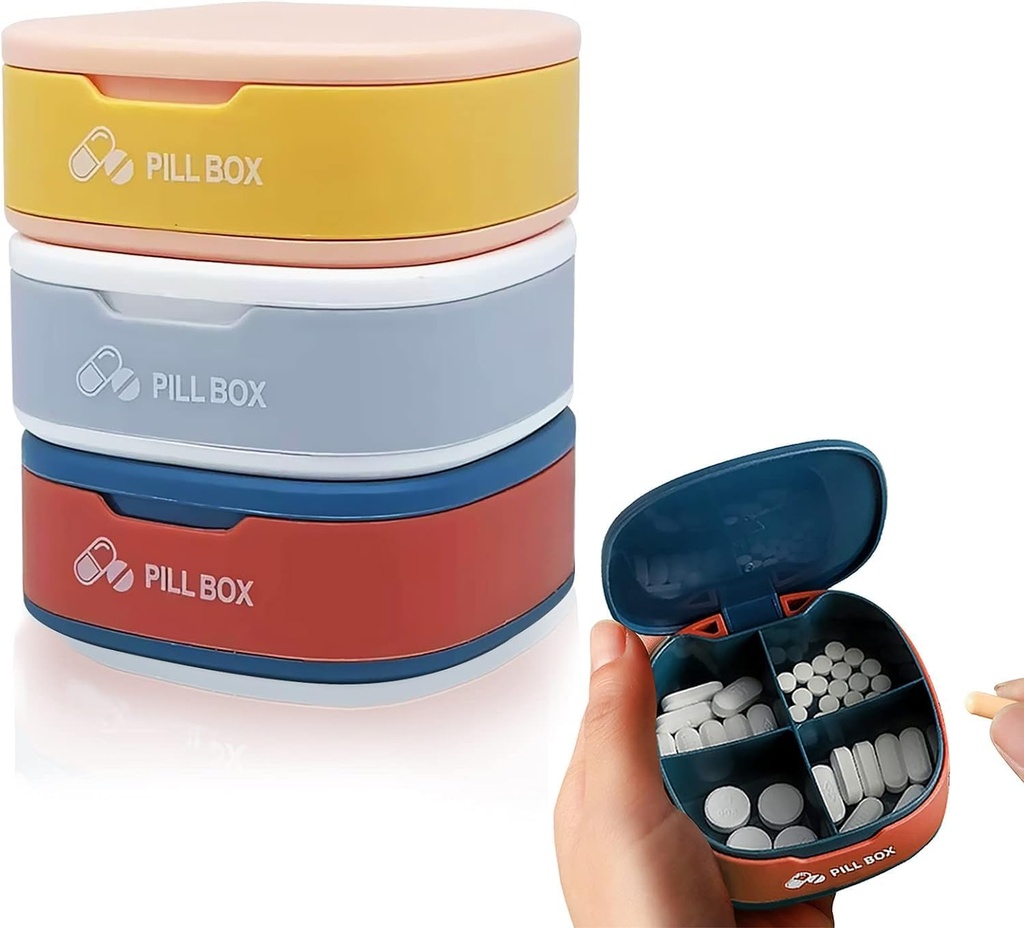 3PCS Pill Box 4 Compartments Pill Organizer Travel Pill Case Portable Pill Container Weekly Pill Holder til piller Vitamin Oil (Blå + Pink + Hvid)