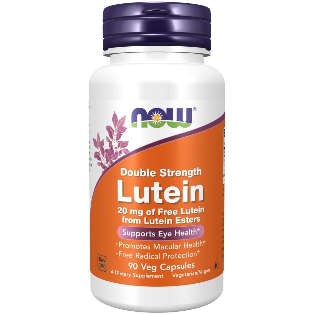Now Foods Supplements, Lutein 20 mg med 20 mg Free Lutein fra Lutein Esters, 90 Veg Kapsler