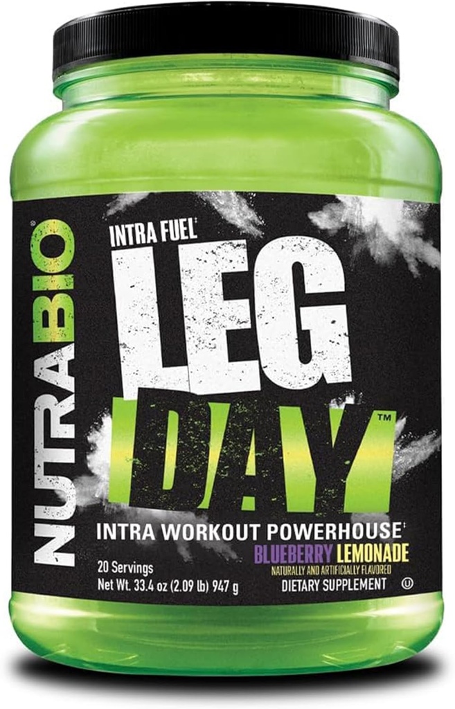NutraBio Leg Dag Intra Workout Powder - Avanceret Carb supplement med Cluster Dextrin & Elektrolytes - Carb Powder med EAA / BCAA - Cyklisk Dextrin for ydeevne - Blueberry Lemonade, 20 Servere