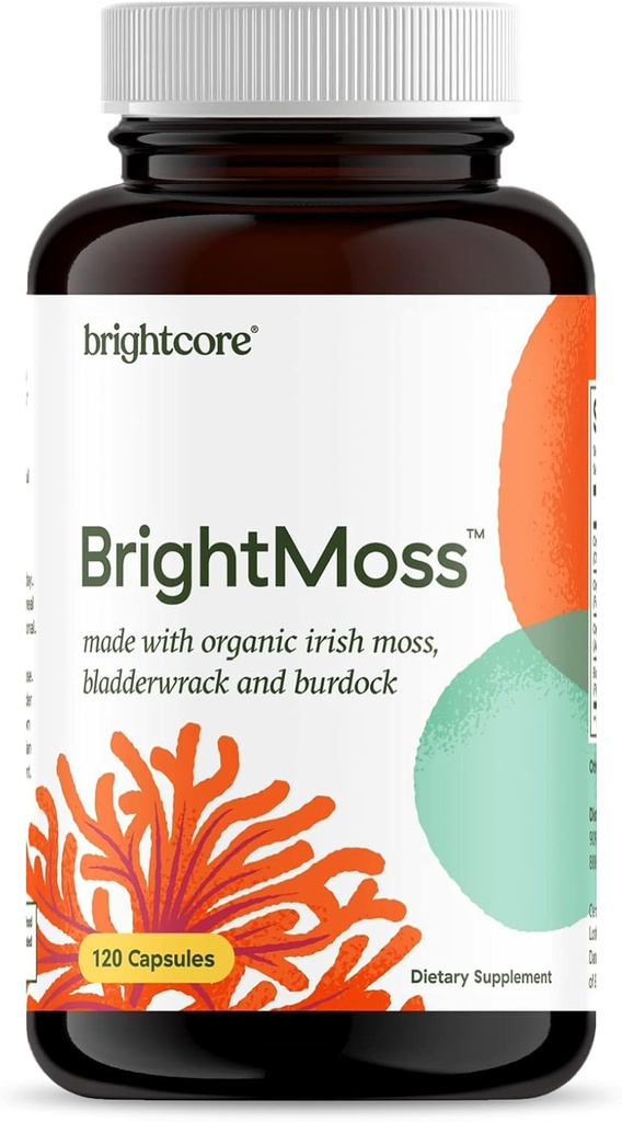 Nutrition - BrightMoss, Irish Sea Moss Capsules, Organic Sea Moss med Bladerwrack & Burdock Root Capsules, Gut Health & Immunsupport Supplement, 120 Kapsler