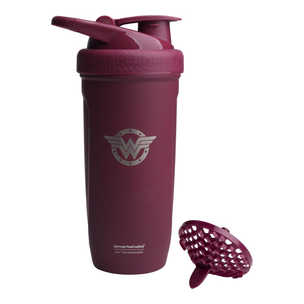 Smartshake DC COMICS Reforce rustfrit stål Protein Shaker Flaske 900 ml - 124; 30 oz - Læbefast Screw- on Lid - BPA Free - Unisex - Ikke isoleret - Wonder Women Logo