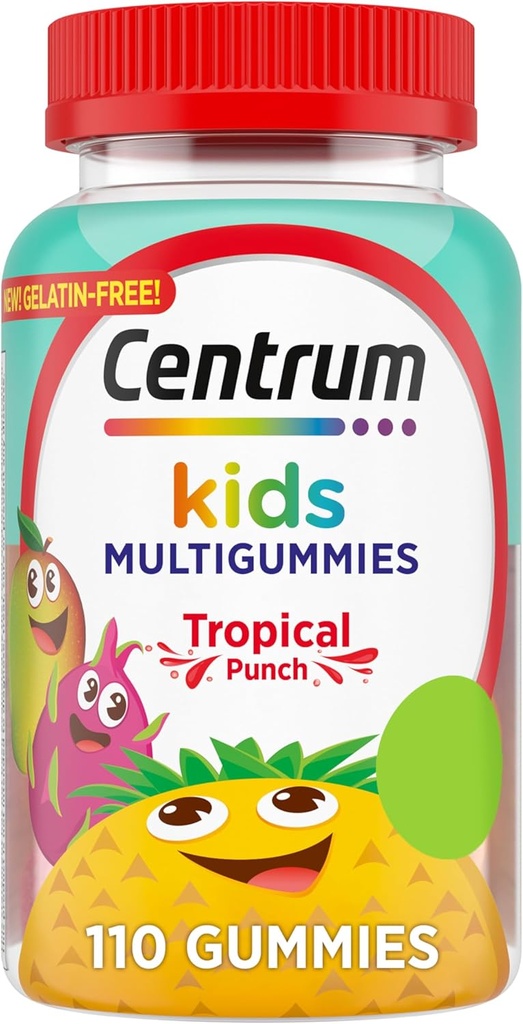 Centrum Kids Multivitamin Gummies, Tropical Punch, Lavet med naturlige smagsstoffer, 110 Greve, 110 Day Supply