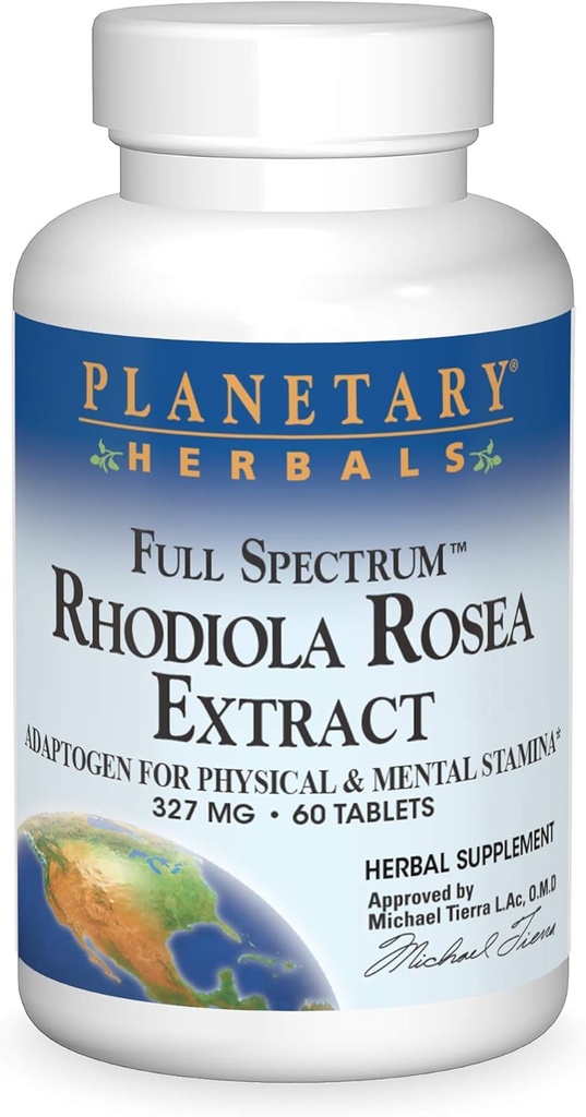 Planetariske Herbals Fuld Spectrum Rhodiola Rosea Extract Tablets, 60 Greve