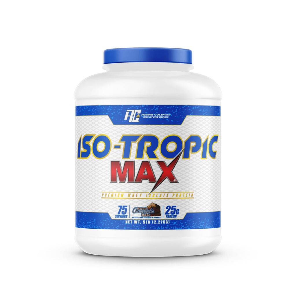 Ronnie Coleman 5lbs Chokolade Whey Isolate Protein Powder 124; 25g Protein med 75 Servings - 124; Tysk Chokolade Cake Pre Workout pulver til mænd og kvinder, lavt sukker supplement til Lean Muscle Support