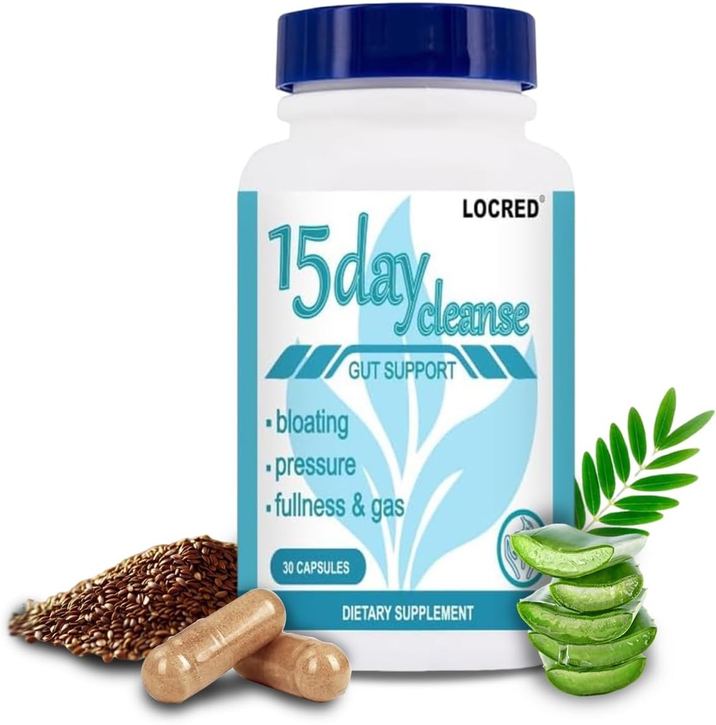 15 dages rengøring Capsule, Colon Cleanse Detox og Gut Sundhed for kvinder & mænd, med Senna, Cascara Sagrada & Psyllium Husk, 30 kapsler