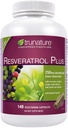 TruNature Resveratrol Plus, 250 Milligram Standardiseret Trans- Resveratrol 140 Vegetariske Kapsler