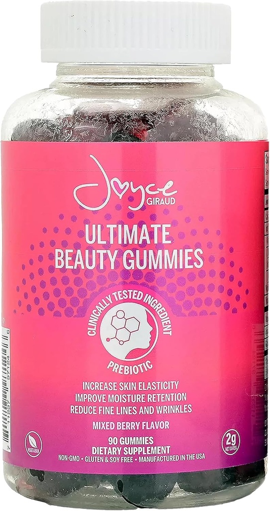 Joyce Giraud Ultimate Beauty Gummies, 30- Day Supply, Understøtter Skin Hydration & Sund Skin Tone, 90 Gummies