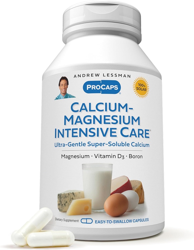 ANDREW LESSMAN Calcium Magnesium Intensive Care 60 Kapsler - Knogler og Skeleton Health Essentials. Let at synke kapsler, Super Opløselig Fine Powder. Venlighed til selv de mest følsomme stomachs
