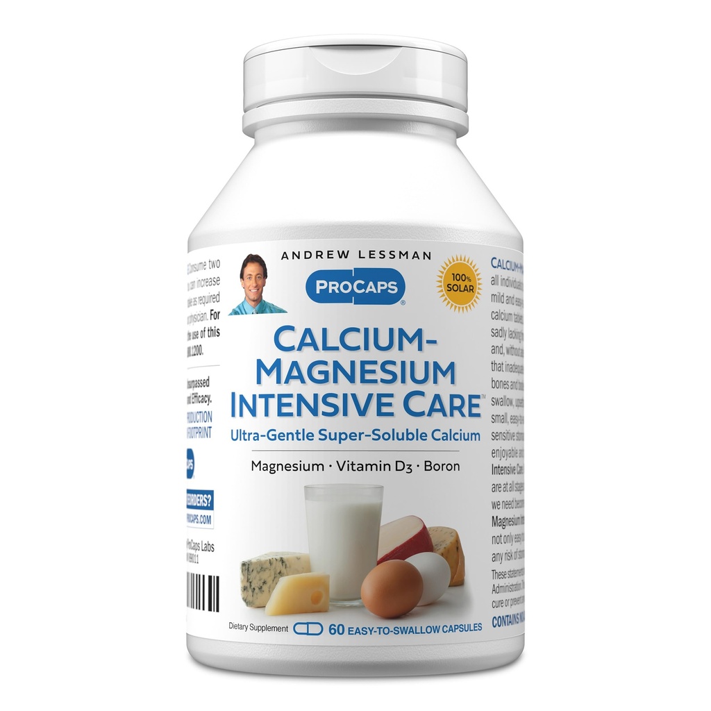 ANDREW LESSMAN Calcium Magnesium Intensive Care 60 Kapsler - Knogler og Skeleton Health Essentials. Let at synke kapsler, Super Opløselig Fine Powder. Venlighed til selv de mest følsomme stomachs
