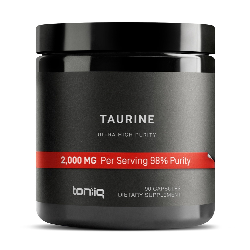 Toniiq 2000mg Taurine Supplement - High Renhed Taurine Powder Kapsler, 98% + Pure, Third- Party Lab Testet - Potent, Non- GMO, Gluten- Free, Effektiv Formel 45 Optimal Servering Per flaske