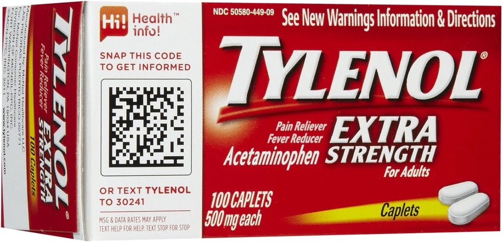 Tylenol Ekstra Strength Pain Reliever & Fever Reducer Caplets- 100 Greve