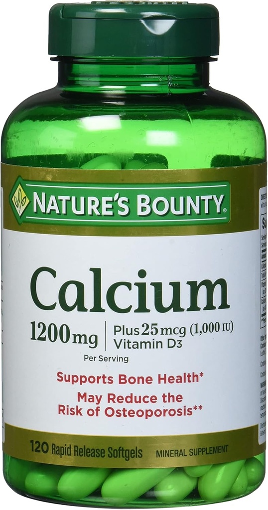 Nature 's Bounty Calcium Absorbable 1200 mg med D-vitamin flydende fyldt, 120 Tæl
