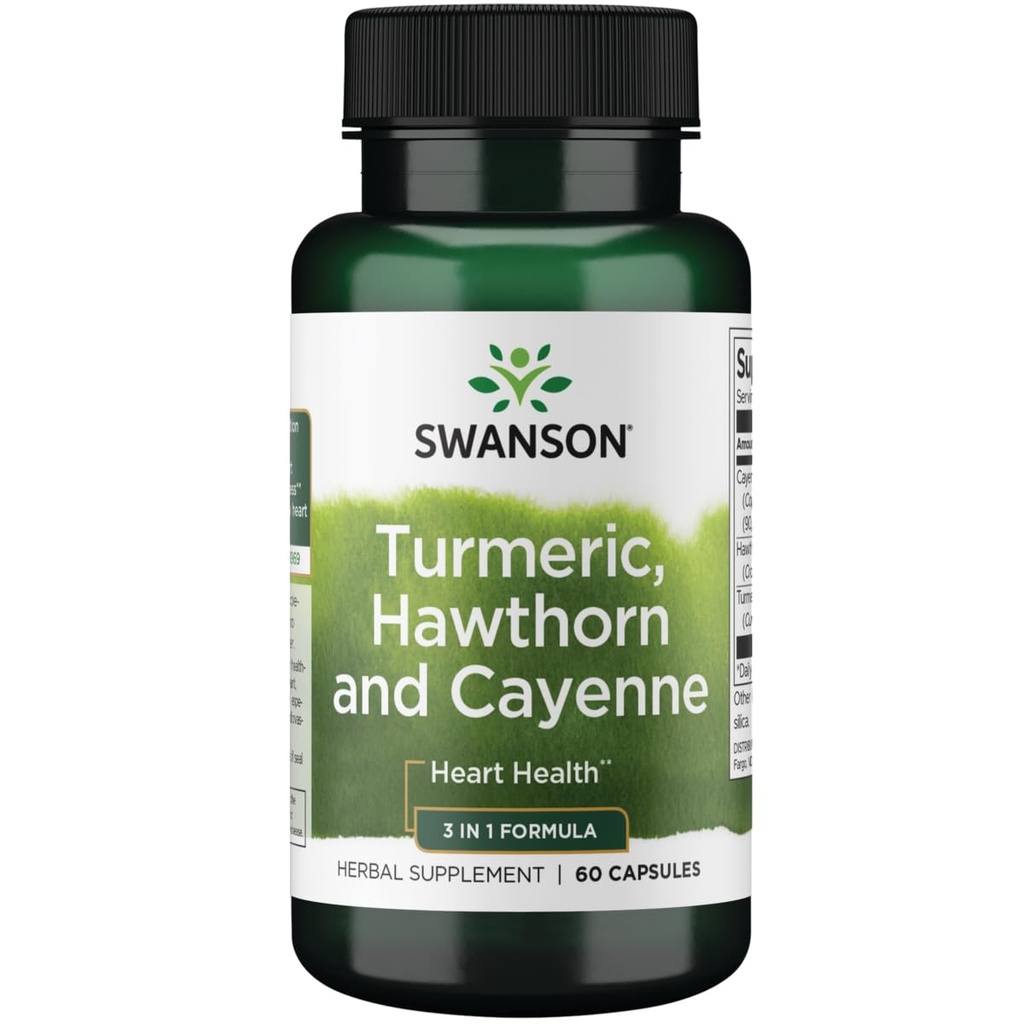 Swanson Full Spectrum Turmerisk Hawthorn & Cayenne 60 Kapsler