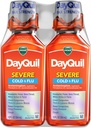 Vicks DayQuil Svær Cold & Flu Liquid Medicine, Daytime Relief for Hovedpine, Fever, Sore Throat, Minor Aches & Pains, Chest Congestion, Stuffy Nose, Nasal Congestion, Sinus Pressure, & Hough, 2x12oz