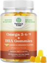 Vegetarisk Omega 3 Gummier for voksne - Vegetarisk Omega 3 6 9 DHA Gummier for hjerne og hjerte sundhed og fælles støtte - Burpless Fish Free Plant baseret supplement Mænd Kvinder