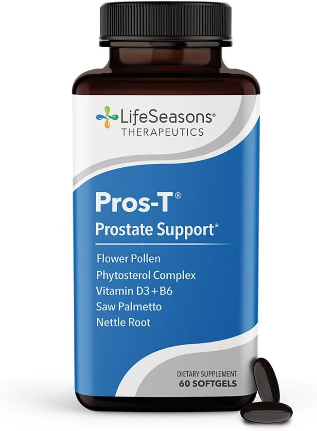 Pros- T - Prostata Support - Saw Palmetto, Phytosterol, Zink, Nitle, D-3 & B6 Vitamin - Fremme sund prostata funktion & normal urinstrøm - forbedre vævsintegritet - 60 Softgels