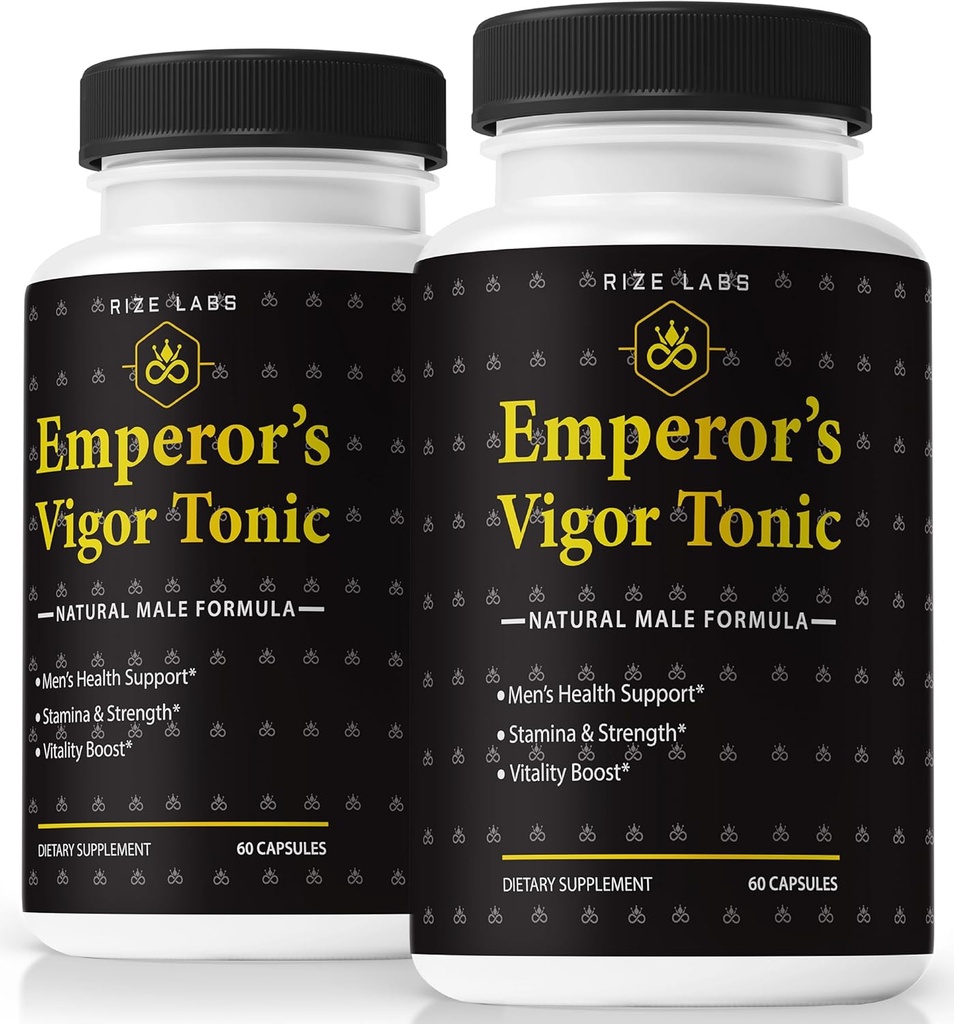 rize laboratorier (pakke af 2 Kejserens Vigor Tonic for mænd, All- Natural Mand Formel, Original supplement til støtte samlede sundhed og ydeevne, officielle anmeldelser (120 kapsler)