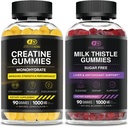 EFFECTIVE NUTRA Creatine Monohydrate Gummies 90ct & Sugar Free Milk Thistle Gummies 90ct