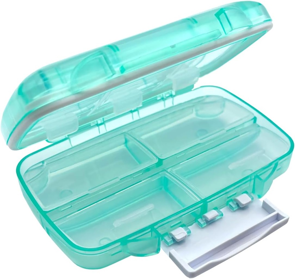 EZY DOSE Moisture- Proof Pill Case, Medicine Planner, Vitamin Organizer Box, Travel- Friendly, Latch- Lukning til sikker indhold, 7 Individuelle Compartments Multiple Sizes med Tight Seal, Medium, Grøn